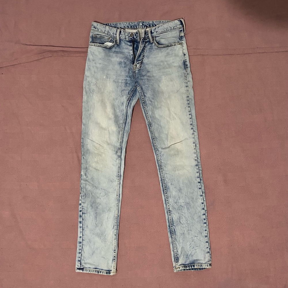 Acid Wash Light Blue Jeans for Men